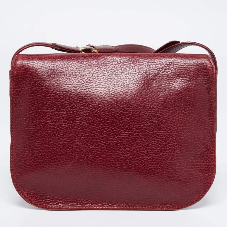 Pre Owned Cartier Burgundy Leather Must de Cartier Shoulder Bag
