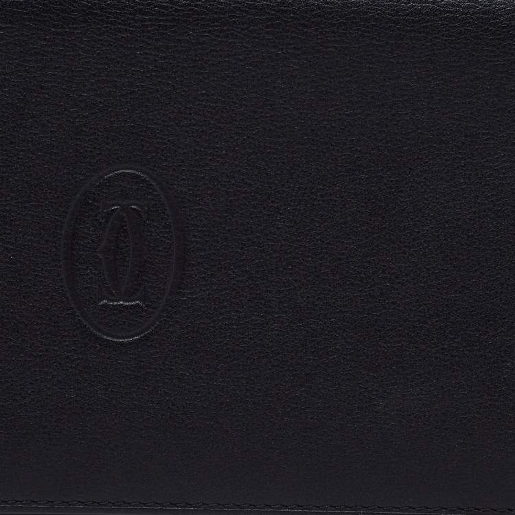 Pre Owned Cartier Black/Red Leather Must de Cartier Continental Wallet 