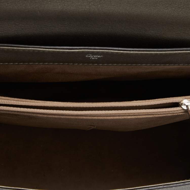 Pre Owned Cartier Grey Leather and Suede Feminine Line Top Handle Bag