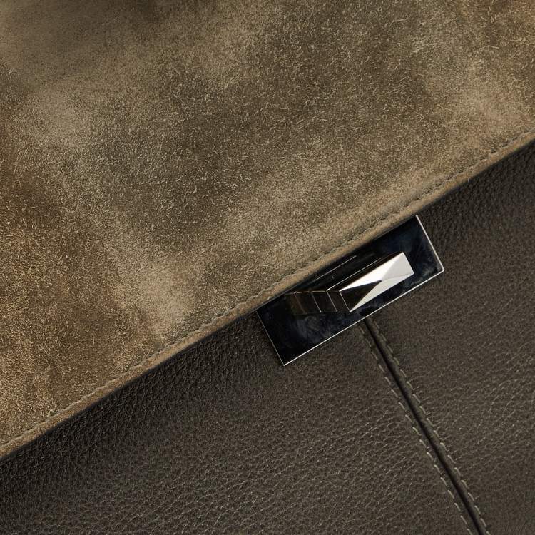 Pre Owned Cartier Grey Leather and Suede Feminine Line Top Handle Bag