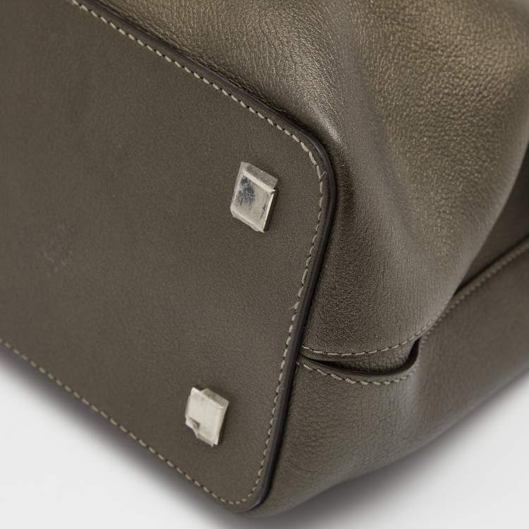 Pre Owned Cartier Grey Leather and Suede Feminine Line Top Handle Bag