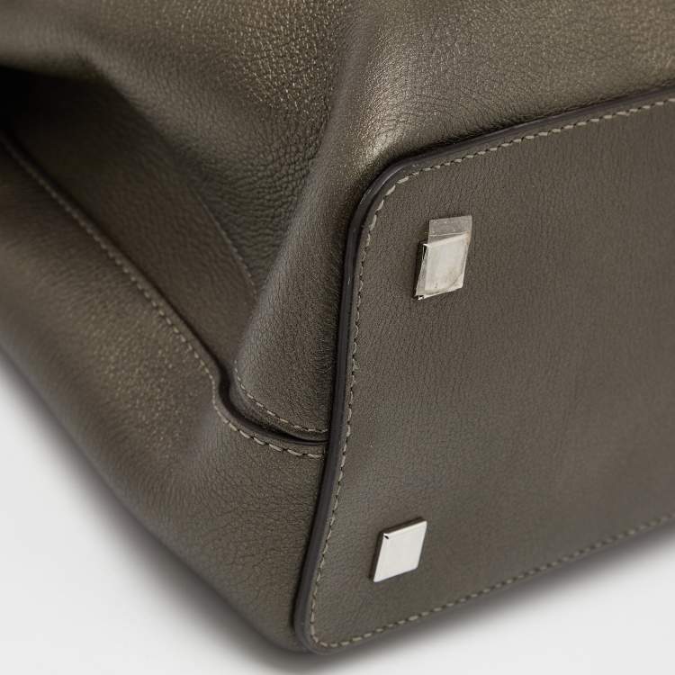 Pre Owned Cartier Grey Leather and Suede Feminine Line Top Handle Bag