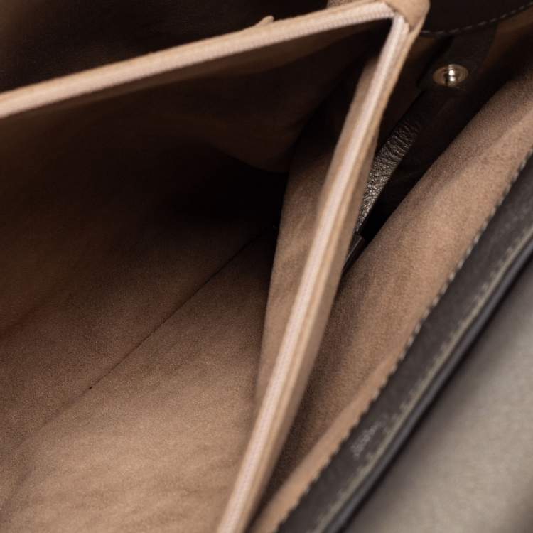 Pre Owned Cartier Grey Leather and Suede Feminine Line Top Handle Bag 