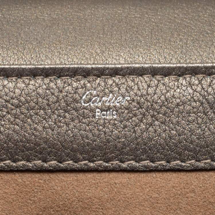 Pre Owned Cartier Grey Leather and Suede Feminine Line Top Handle Bag 