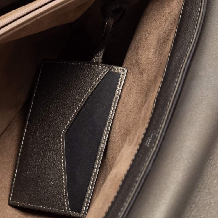 Pre Owned Cartier Grey Leather and Suede Feminine Line Top Handle Bag 