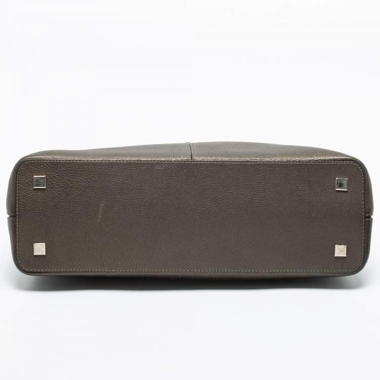 Pre Owned Cartier Grey Leather and Suede Feminine Line Top Handle Bag 