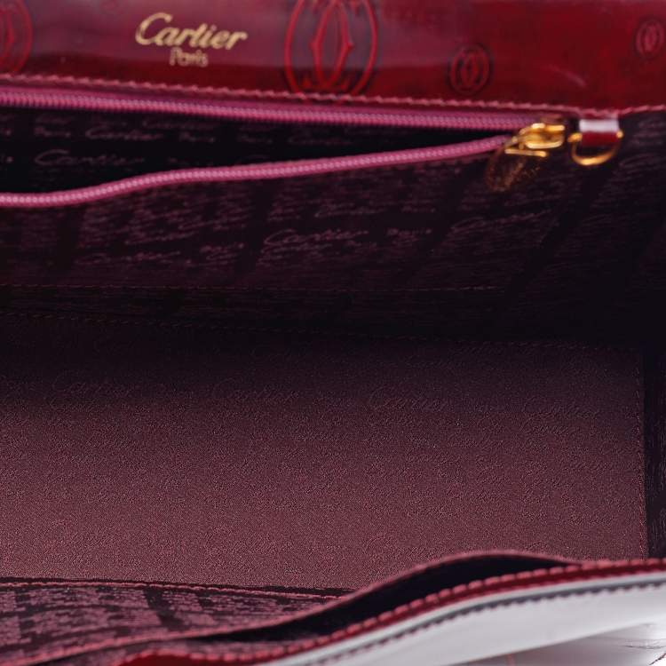 Pre Owned Cartier Burgundy Leather Happy Birthday Top Handle Bag