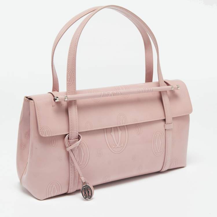 Pre Owned Cartier Pink Leather Happy Birthday Cabochon Flap Bag