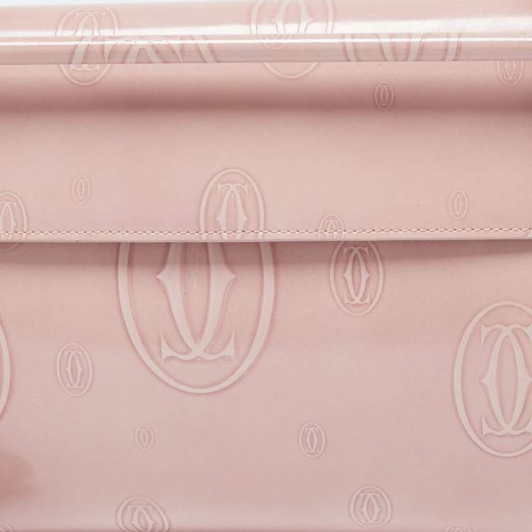 Pre Owned Cartier Pink Leather Happy Birthday Cabochon Flap Bag