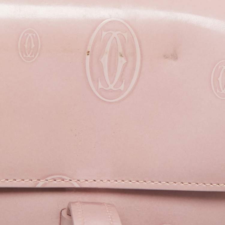 Pre Owned Cartier Pink Leather Happy Birthday Cabochon Flap Bag