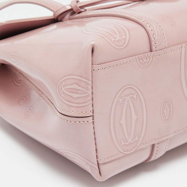Pre Owned Cartier Pink Leather Happy Birthday Cabochon Flap Bag
