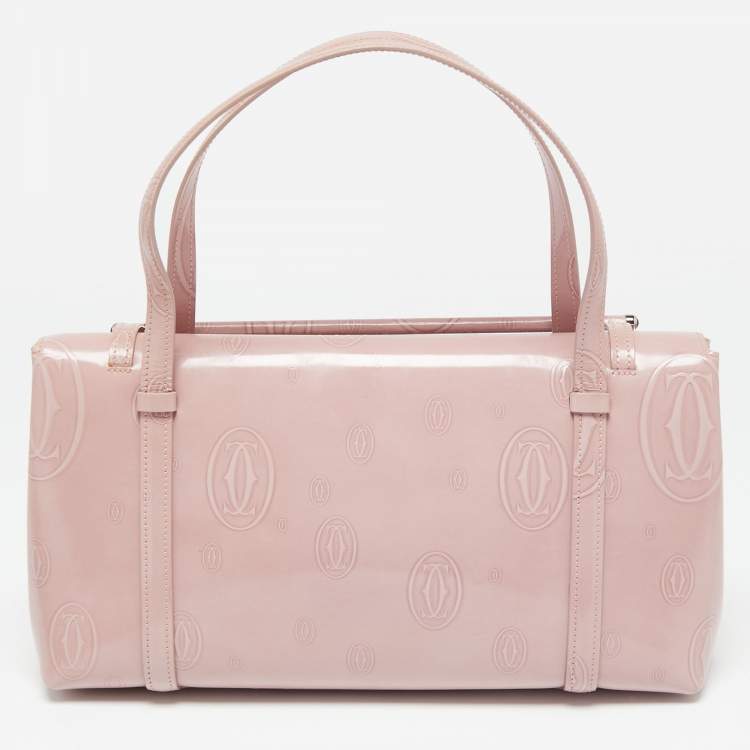 Pre Owned Cartier Pink Leather Happy Birthday Cabochon Flap Bag