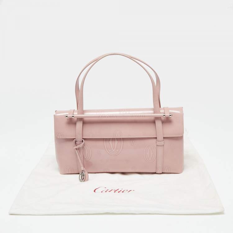 Pre Owned Cartier Pink Leather Happy Birthday Cabochon Flap Bag