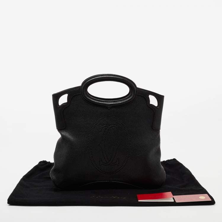 Pre Owned Cartier Black Leather Marcello De Cartier Foldover Clutch