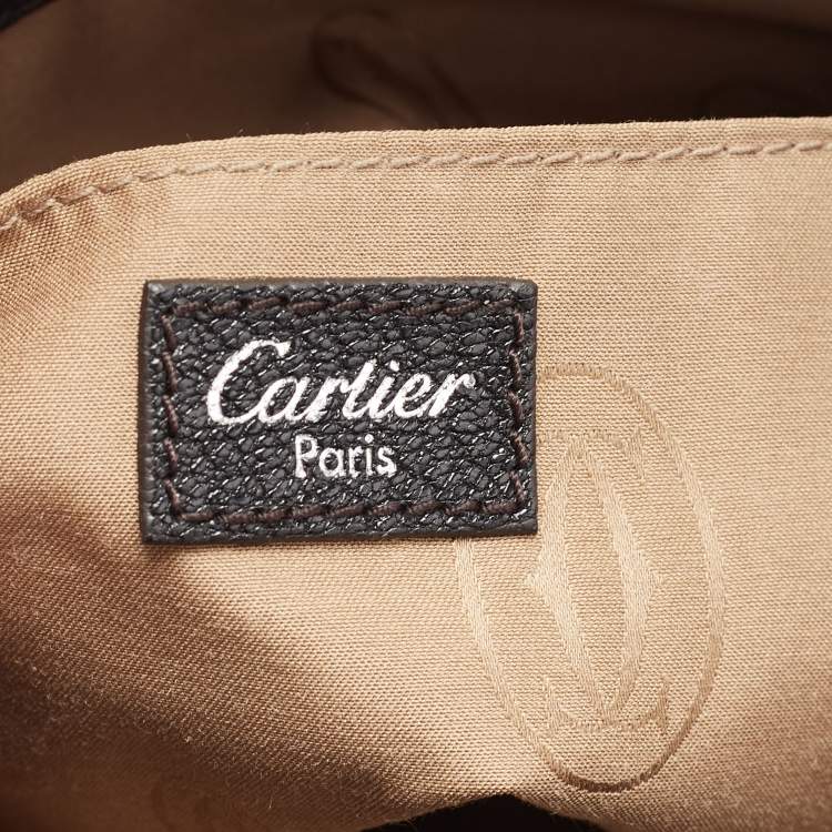Pre Owned Cartier Black Leather Marcello De Cartier Foldover Clutch