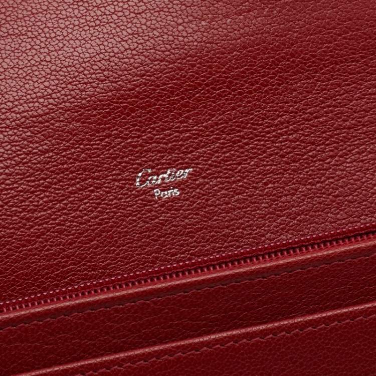 Pre Owned Cartier Red Leather Love Flap Continental Wallet