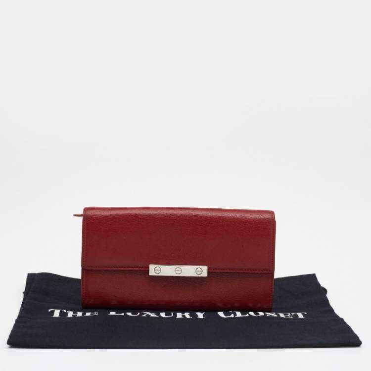 Pre Owned Cartier Red Leather Love Flap Continental Wallet