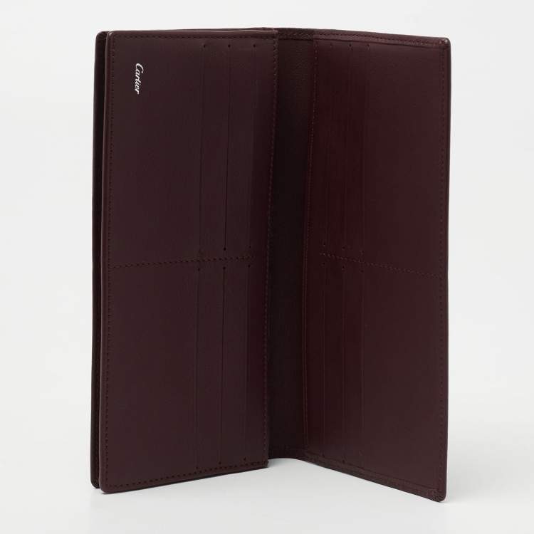 Pre Owned Cartier Burgundy Leather Pasha De Cartier Continental Wallet