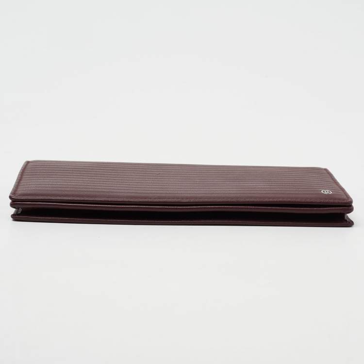 Pre Owned Cartier Burgundy Leather Pasha De Cartier Continental Wallet