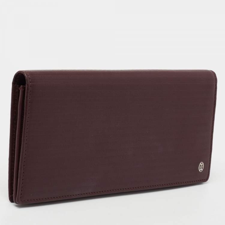 Pre Owned Cartier Burgundy Leather Pasha De Cartier Continental Wallet