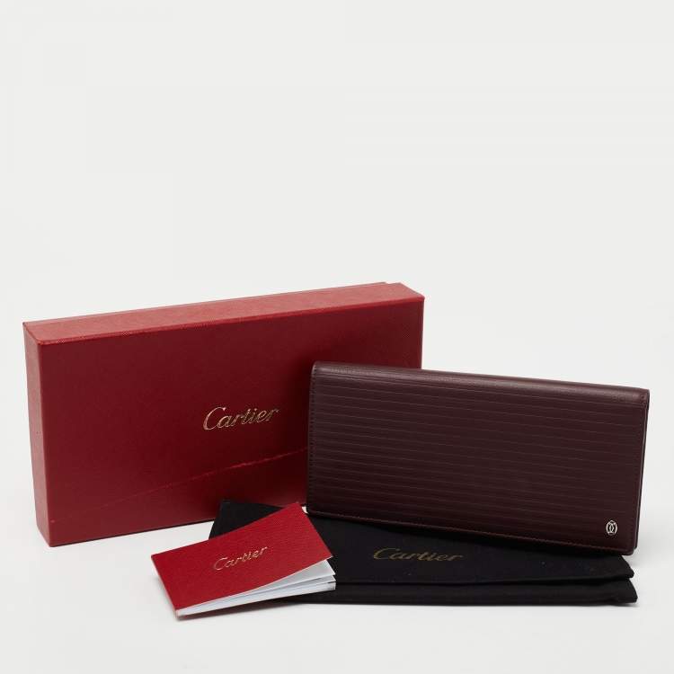 Pre Owned Cartier Burgundy Leather Pasha De Cartier Continental Wallet