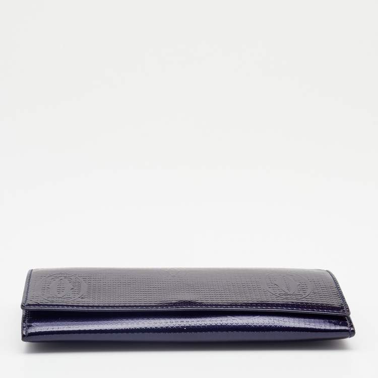 Pre Owned Cartier Eggplant Patent Happy Birthday Wallet