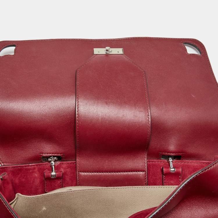 Pre Owned Cartier Burgundy Leather and Suede Marcello De Cartier Flap Top Handle Bag