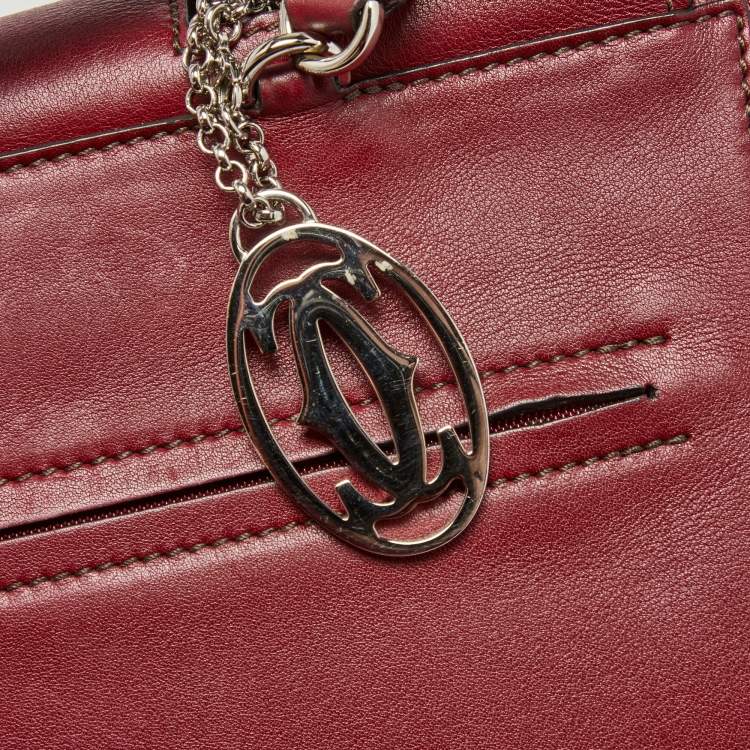 Pre Owned Cartier Burgundy Leather and Suede Marcello De Cartier Flap Top Handle Bag