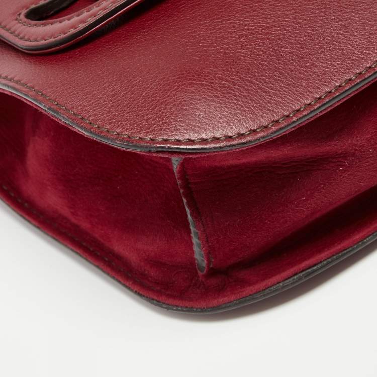 Pre Owned Cartier Burgundy Leather and Suede Marcello De Cartier Flap Top Handle Bag