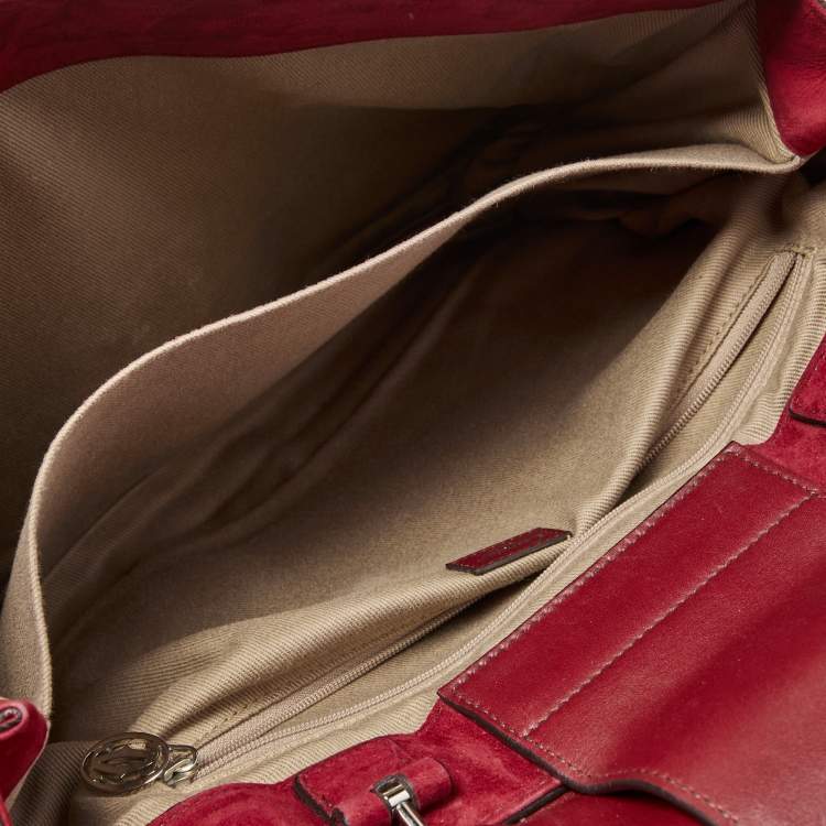 Pre Owned Cartier Burgundy Leather and Suede Marcello De Cartier Flap Top Handle Bag