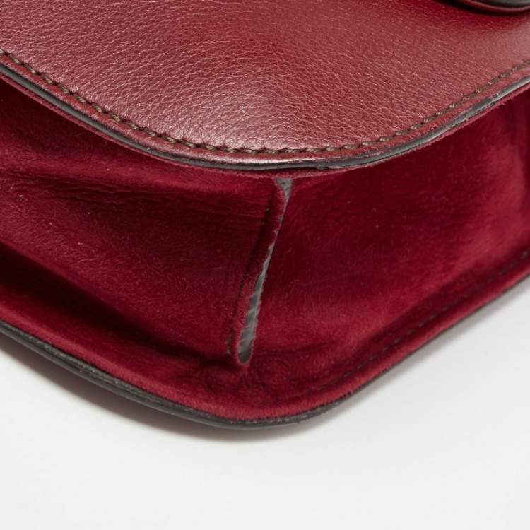 Pre Owned Cartier Burgundy Leather and Suede Marcello De Cartier Flap Top Handle Bag