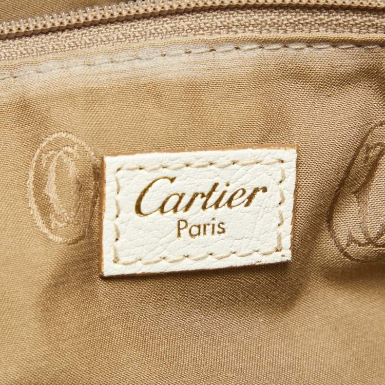 Pre Owned Cartier White Leather Medium Marcello de Cartier Bag