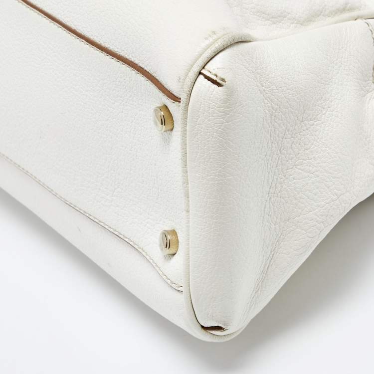 Pre Owned Cartier White Leather Medium Marcello de Cartier Bag