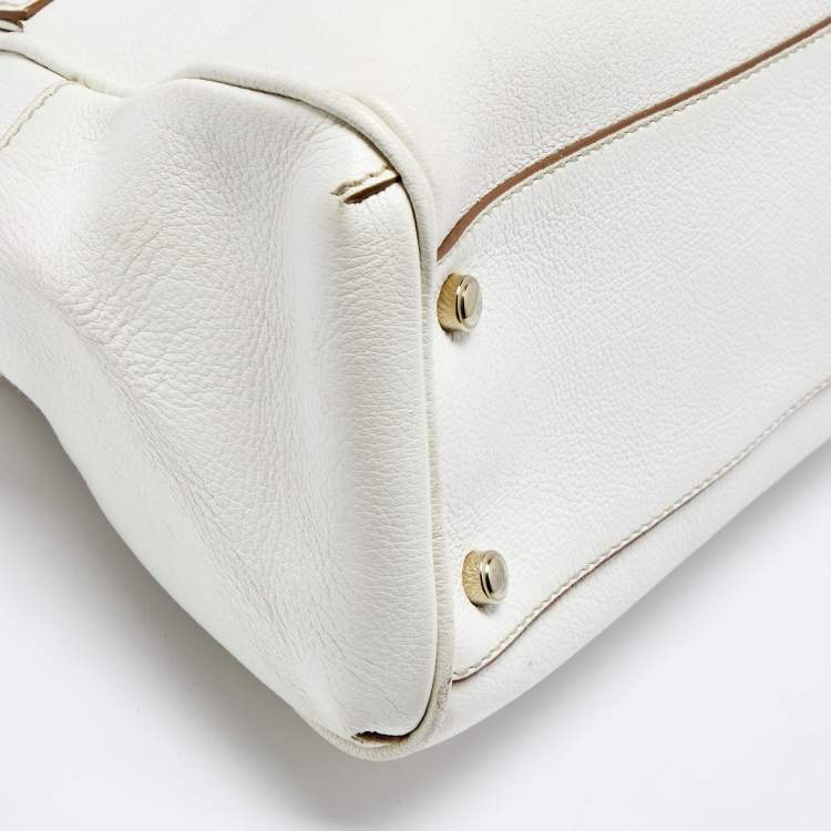 Pre Owned Cartier White Leather Medium Marcello de Cartier Bag