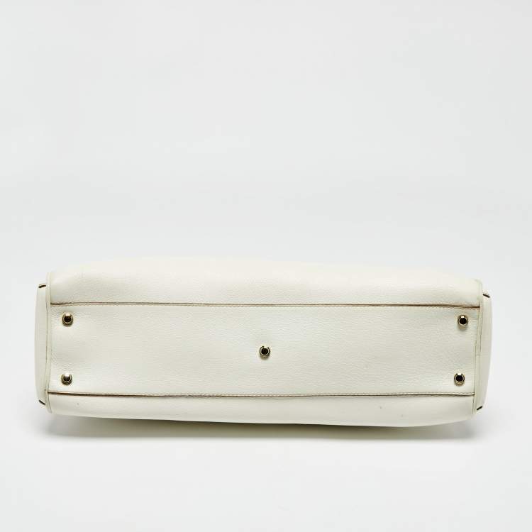 Pre Owned Cartier White Leather Medium Marcello de Cartier Bag