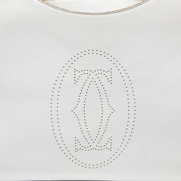Pre Owned Cartier White Leather Medium Marcello de Cartier Bag