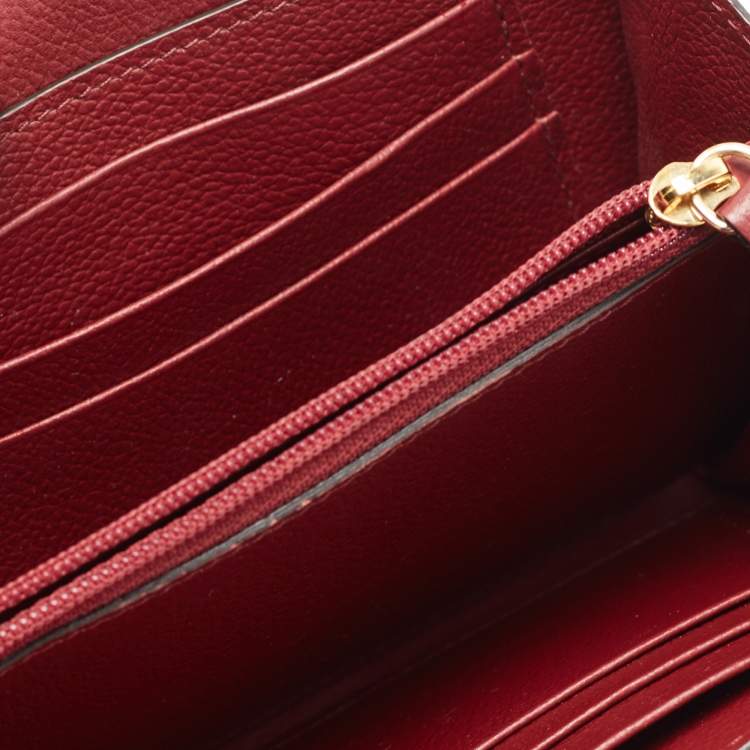 Pre Owned Cartier Maroon Red Leather C De Cartier Compact Wallet