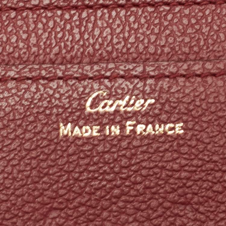 Pre Owned Cartier Maroon Red Leather C De Cartier Compact Wallet