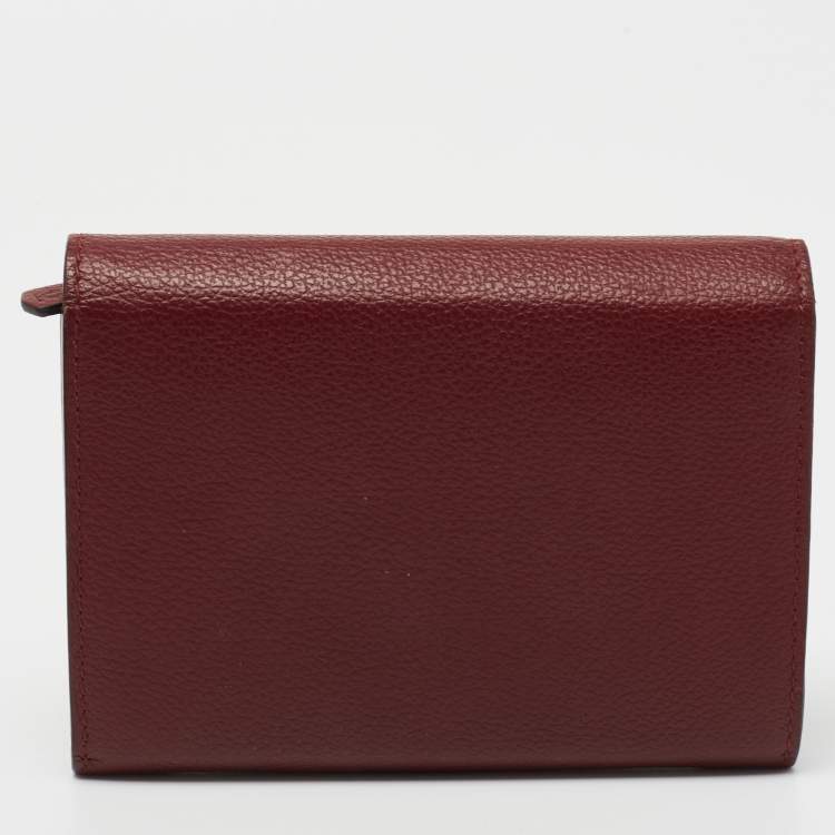 Pre Owned Cartier Maroon Red Leather C De Cartier Compact Wallet