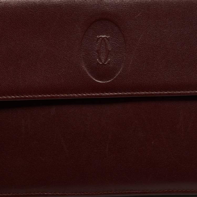 Pre Owned Cartier Maroon Leather Must Line Waist Bag