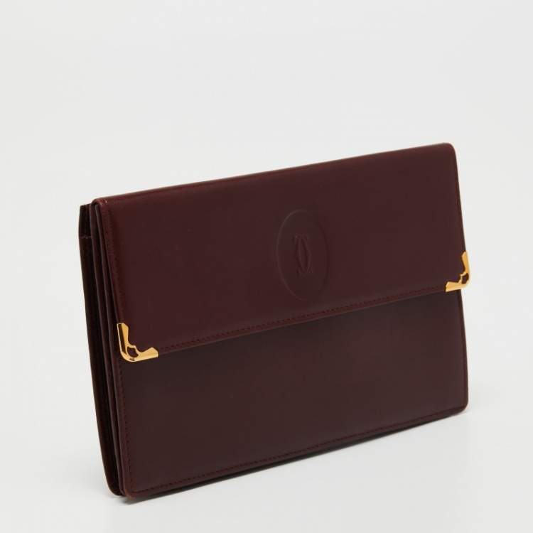 Pre Owned Cartier Maroon Leather Must Line Waist Bag