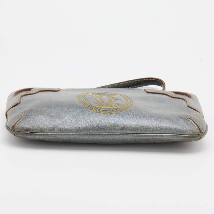 Pre Owned Cartier Grey Leather Marcello de Cartier Wristlet Clutch
