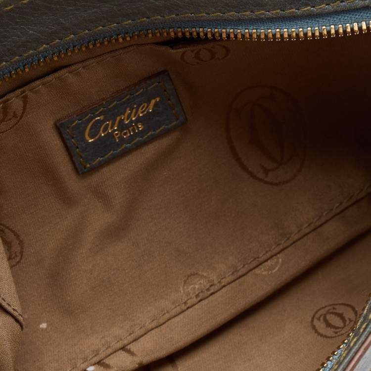Pre Owned Cartier Grey Leather Marcello de Cartier Wristlet Clutch