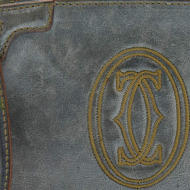 Pre Owned Cartier Grey Leather Marcello de Cartier Wristlet Clutch