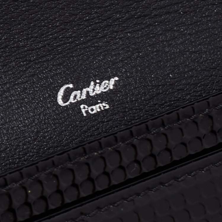 Pre Owned Cartier Black Patent Leather Happy Birthday Continental Wallet
