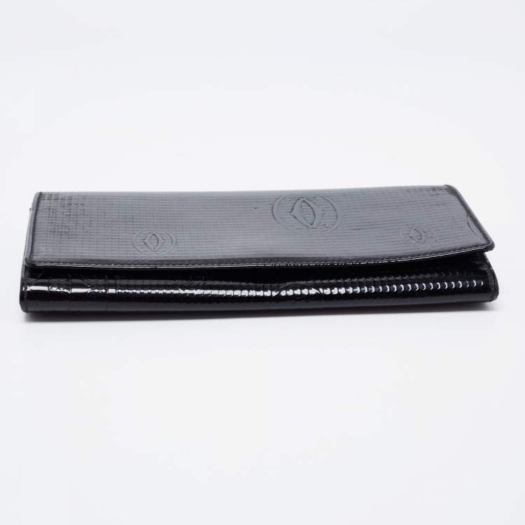 Pre Owned Cartier Black Patent Leather Happy Birthday Continental Wallet