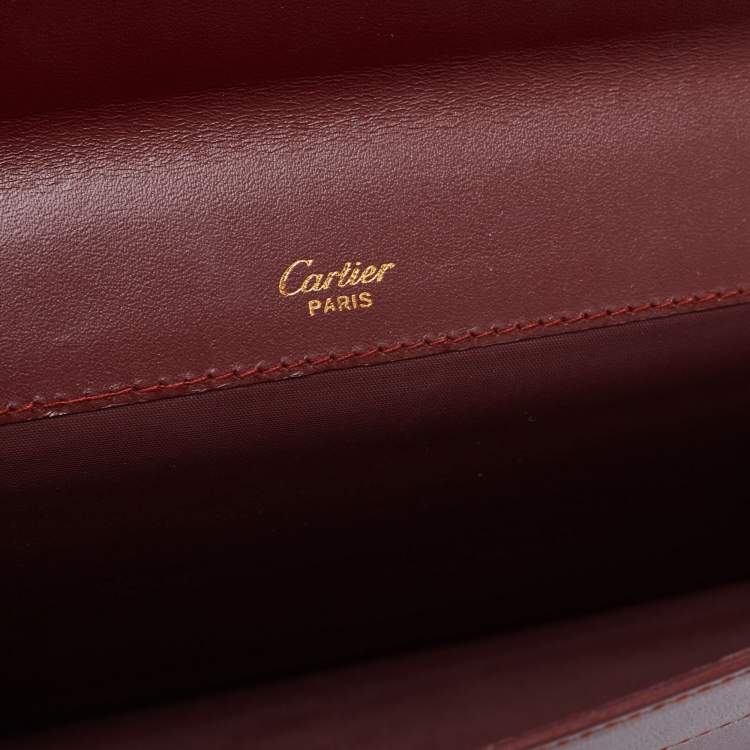 Pre Owned Cartier Burgundy Leather Must De Cartier Pouch