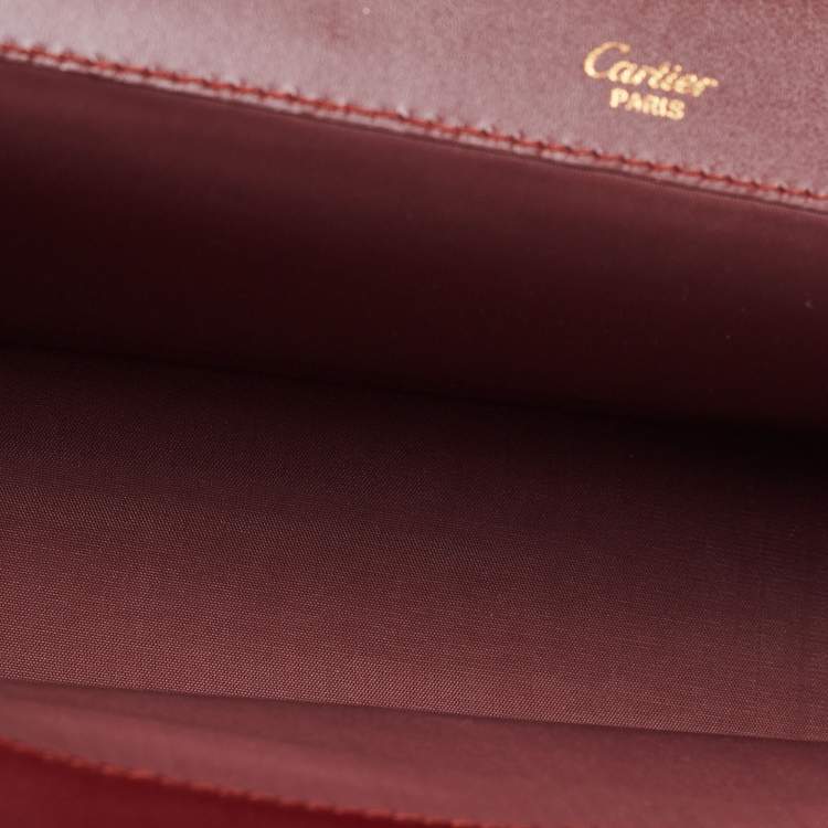 Pre Owned Cartier Burgundy Leather Must De Cartier Pouch