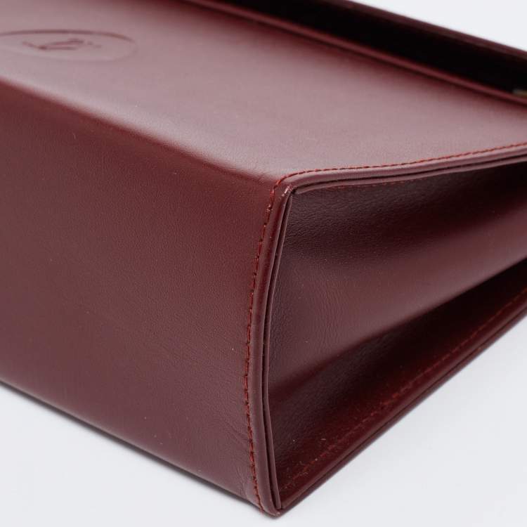 Pre Owned Cartier Burgundy Leather Must De Cartier Pouch