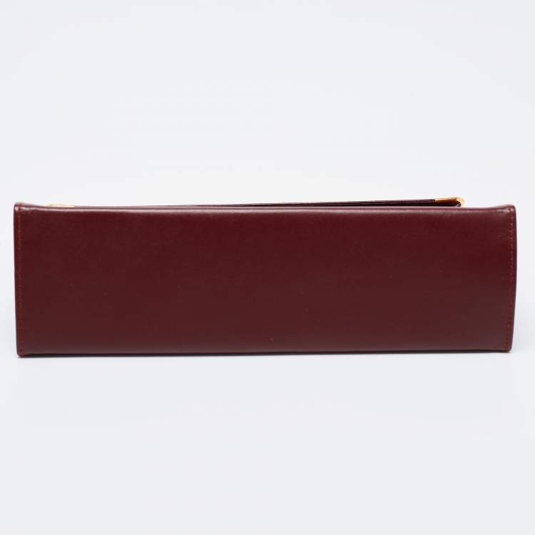 Pre Owned Cartier Burgundy Leather Must De Cartier Pouch